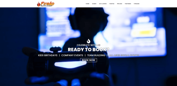 Landing page preview for FireUp Room Reservation page.