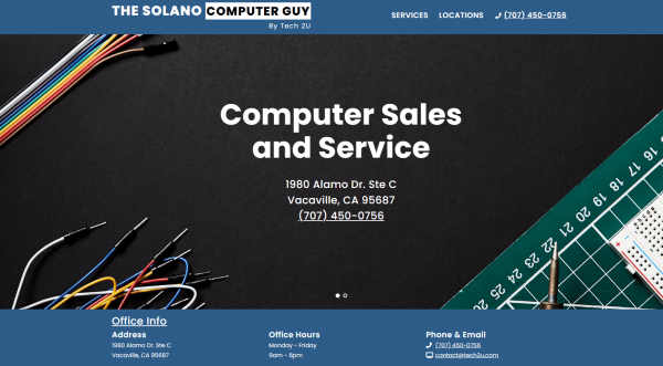 Landing page preview for Solano Computer Guy website.